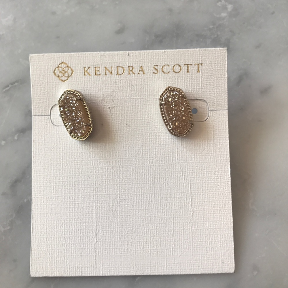 Ellie Gold Stud Earrings In Iridescent Drusy